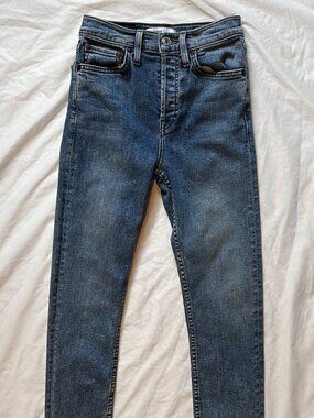 RE/DONE Jeans Women 23 High Rise Straight Leg Button Fly Classic Denim Made USA